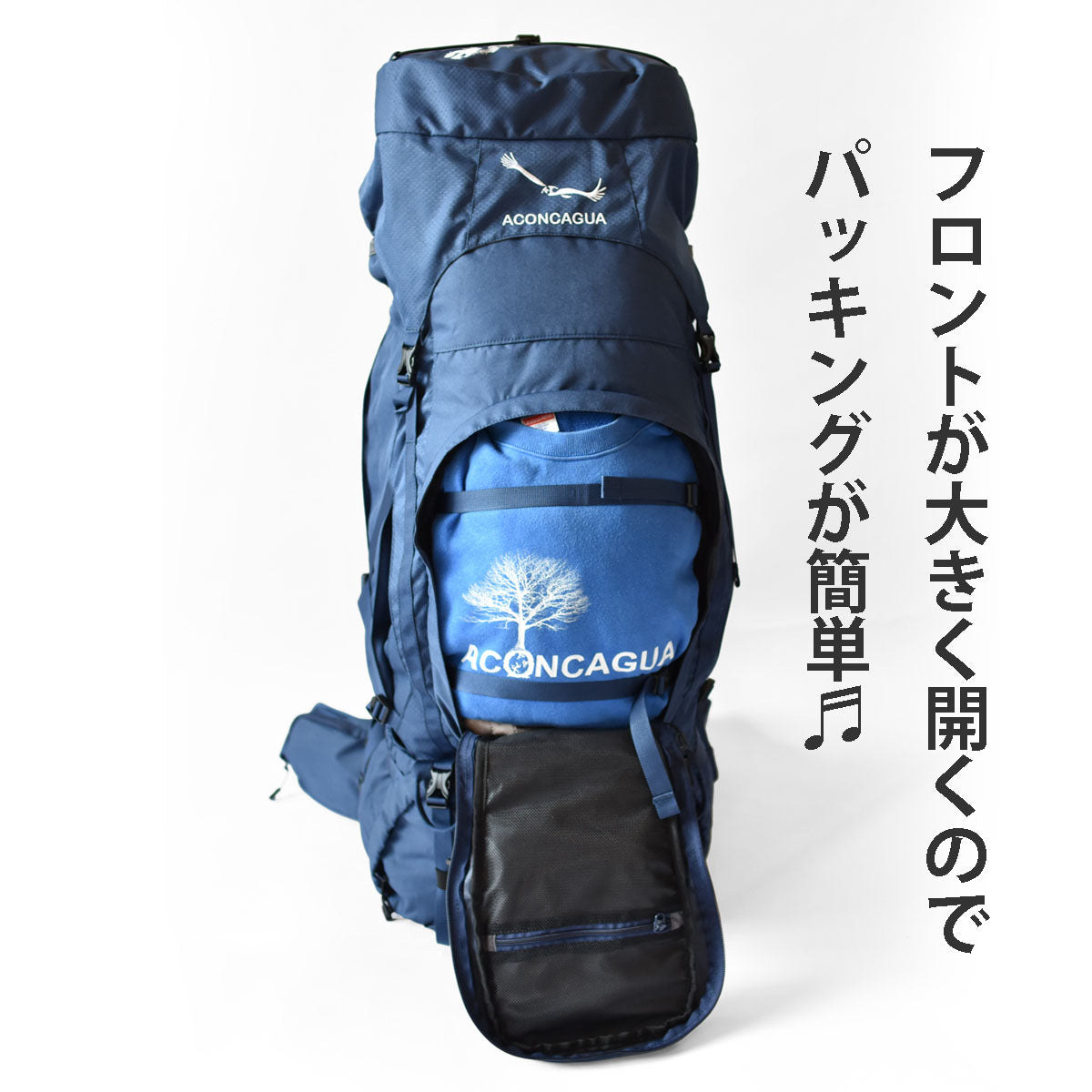 Set of large backpack (65L) and small backpack for mountain climbing, travel, and evacuation preparation