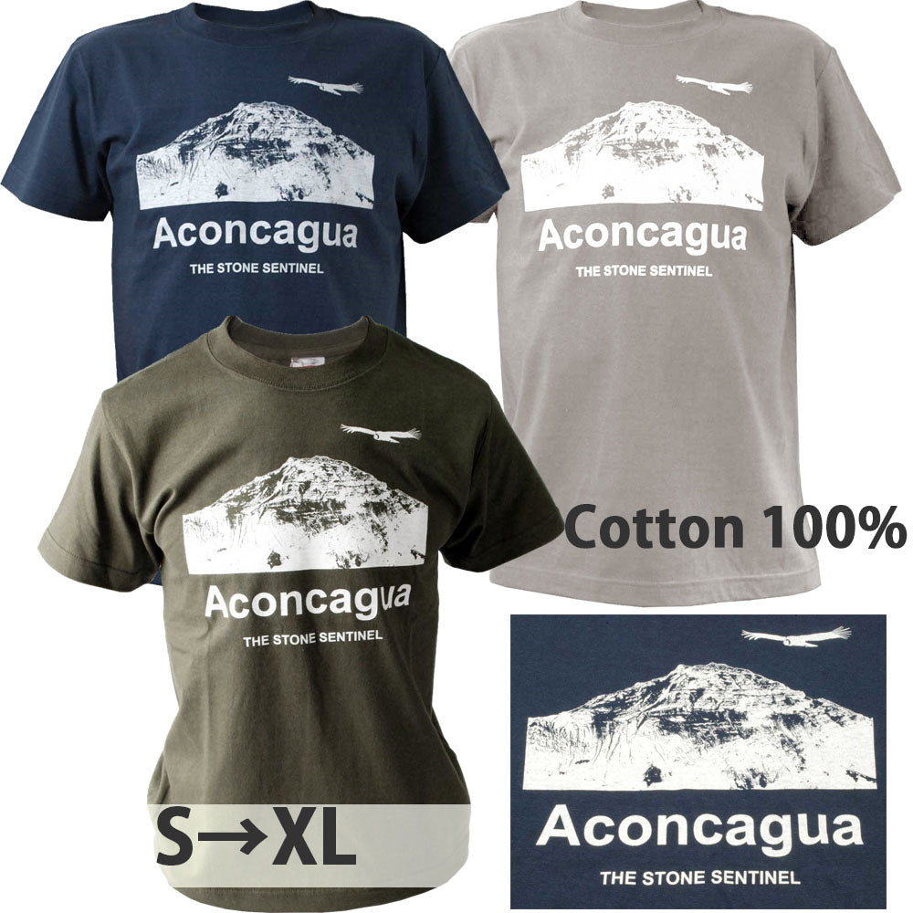 Short-sleeved T-shirt, 100% cotton, mountain print, slightly thick, 5.6oz, Aconcagua