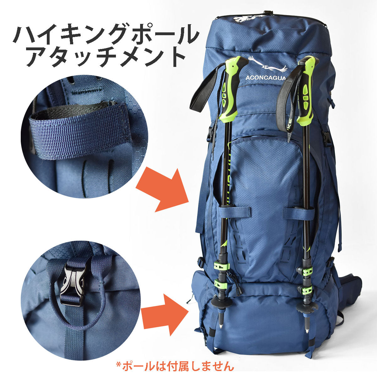 Set of large backpack (65L) and small backpack for mountain climbing, travel, and evacuation preparation