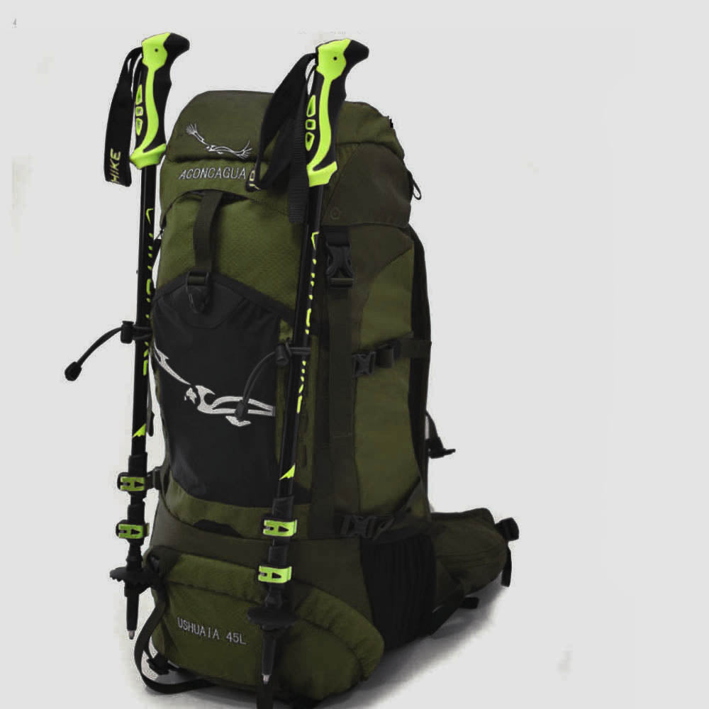 【セット】45L 登山リュックサック & ハイキングポールセット 男女兼用 軽量 細身 多機能ポケット ハイキングポール2本組 富士登山 登山リュック 登山バックパック アコンカグア