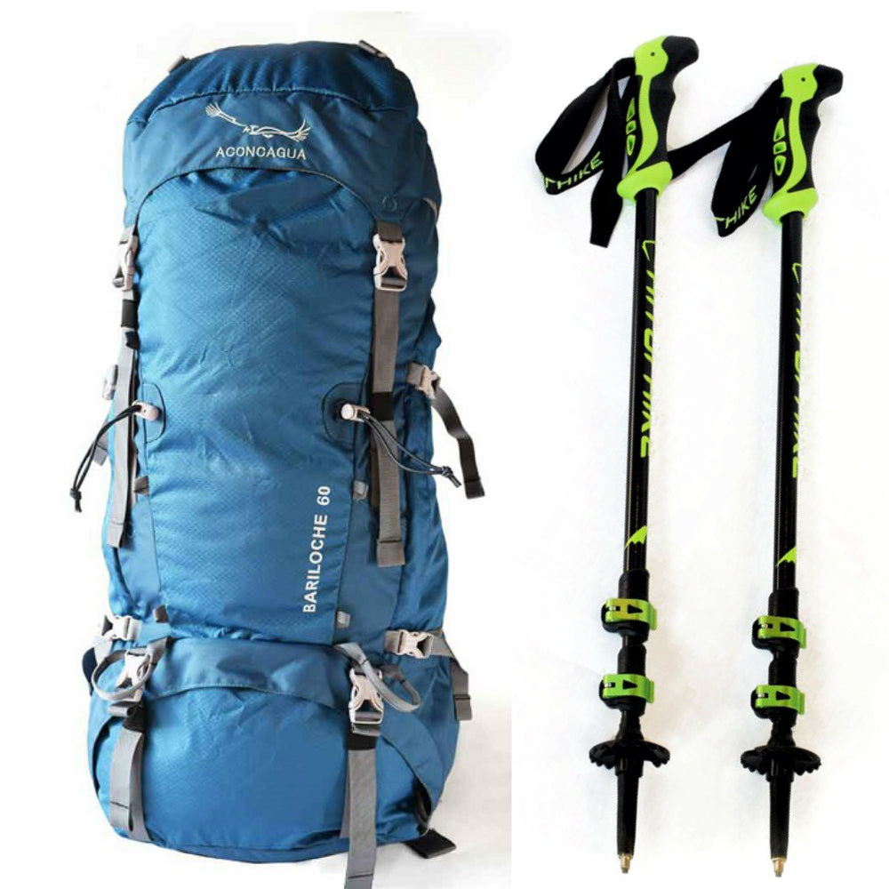 【 セット 】60L 登山リュックサック & ハイキングポールセット 登山リュック 登山バックパック アコンカグア