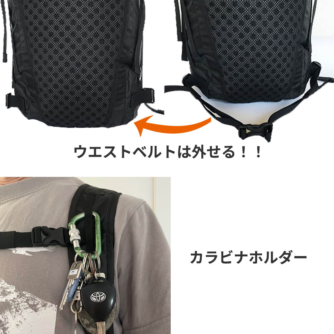 Iguazu イグアス ブラック 超軽量 450g 完全防水 リュックサック 23L~30L 容量調節可 ロールトップ 防水ジッパーポケット プールバッグ アコンカグア