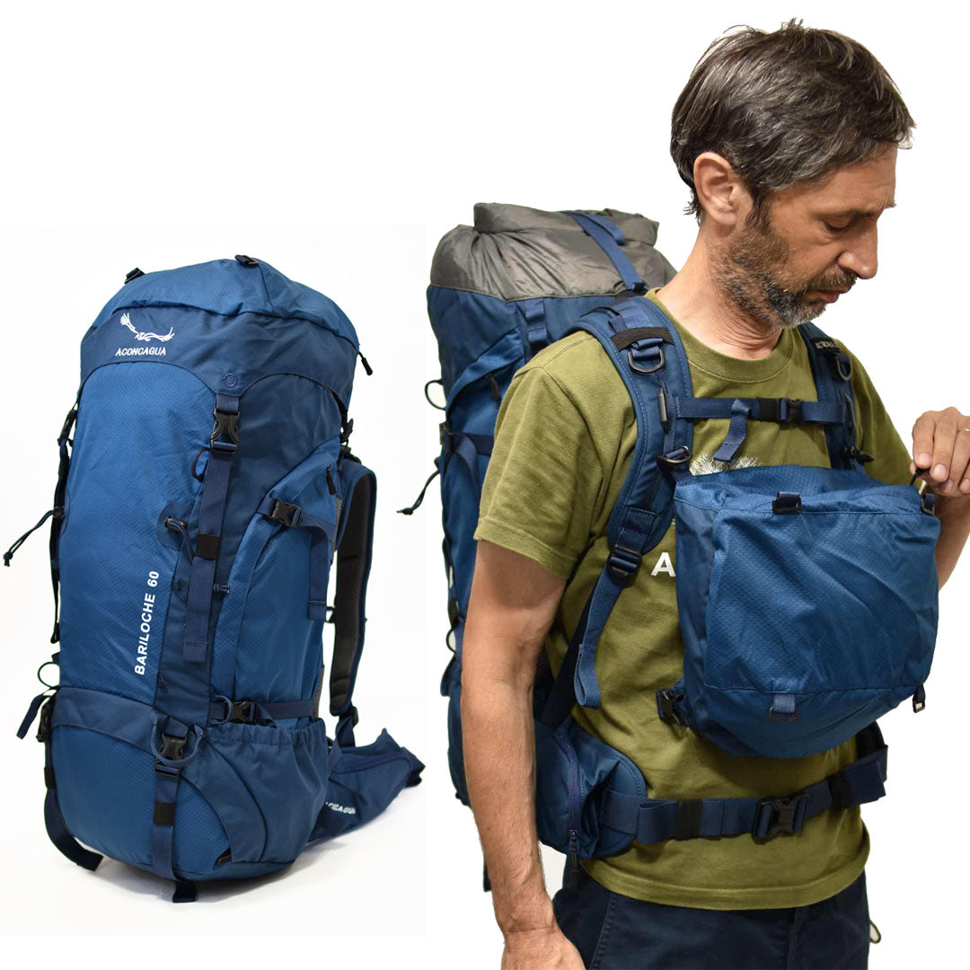 Bariloche 60 Blue Unisex 60L Lightweight Mountaineering Backpack Mountaineering Backpack Mountaineering Backpack Beginner Aconcagua