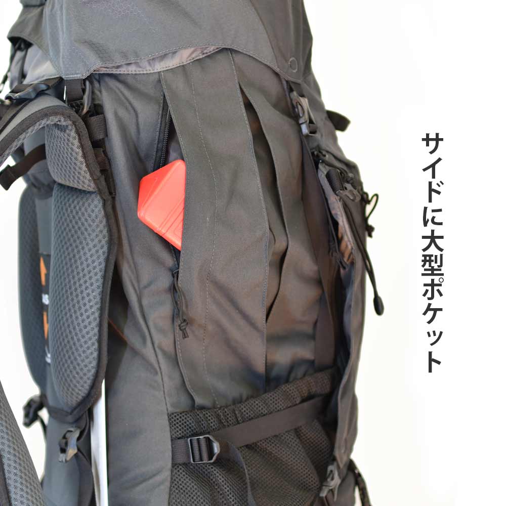 65L 登山リュック&ハイキングポール2本セット 男女兼用 大容量 簡単パッキング ロールトップ 登山リュック 登山バックパック アコンカグア