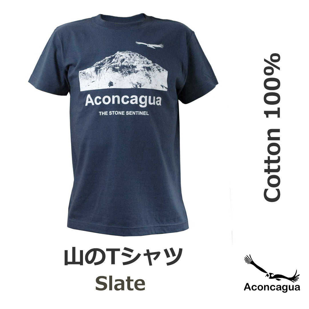 Short-sleeved T-shirt, 100% cotton, mountain print, slightly thick, 5.6oz, Aconcagua