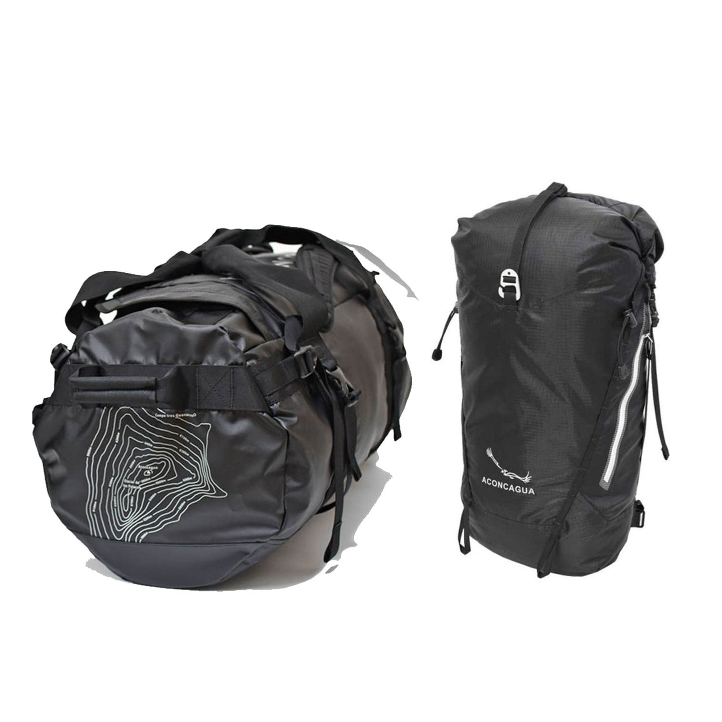 Set of large backpack (65L) and small backpack for mountain climbing, travel, and evacuation preparation