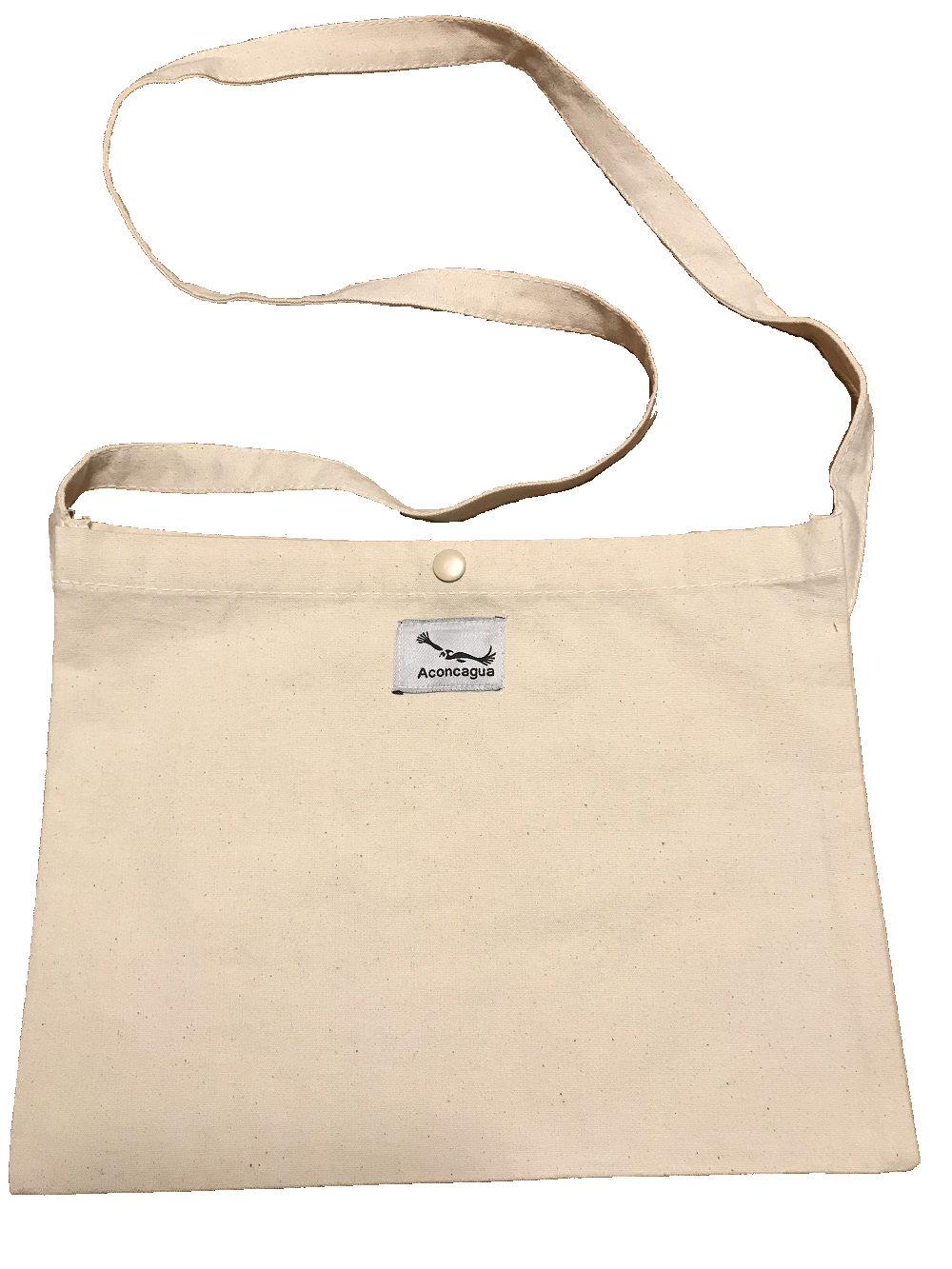 Canvas sacoche shoulder bag with dot button on opening