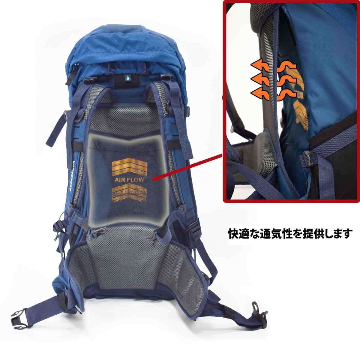 登山リュック Cordoba 35L、バックパネル 通気性