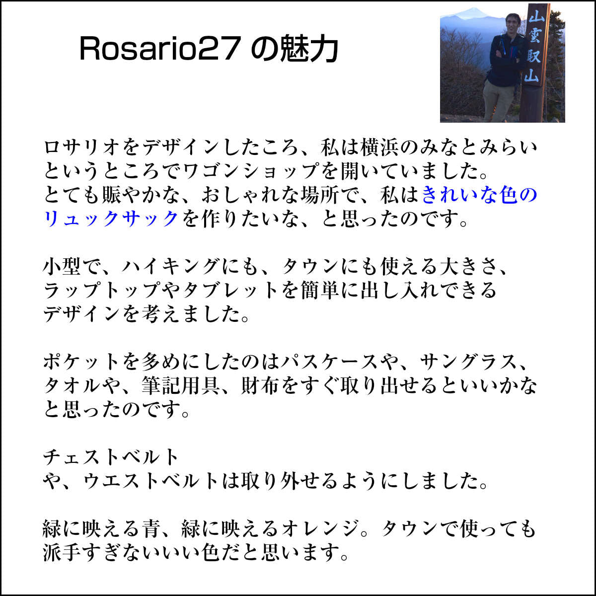 肩こりしにくい デイパック リュックサック PCスリーブ付き Rosario ロサリオ 27L