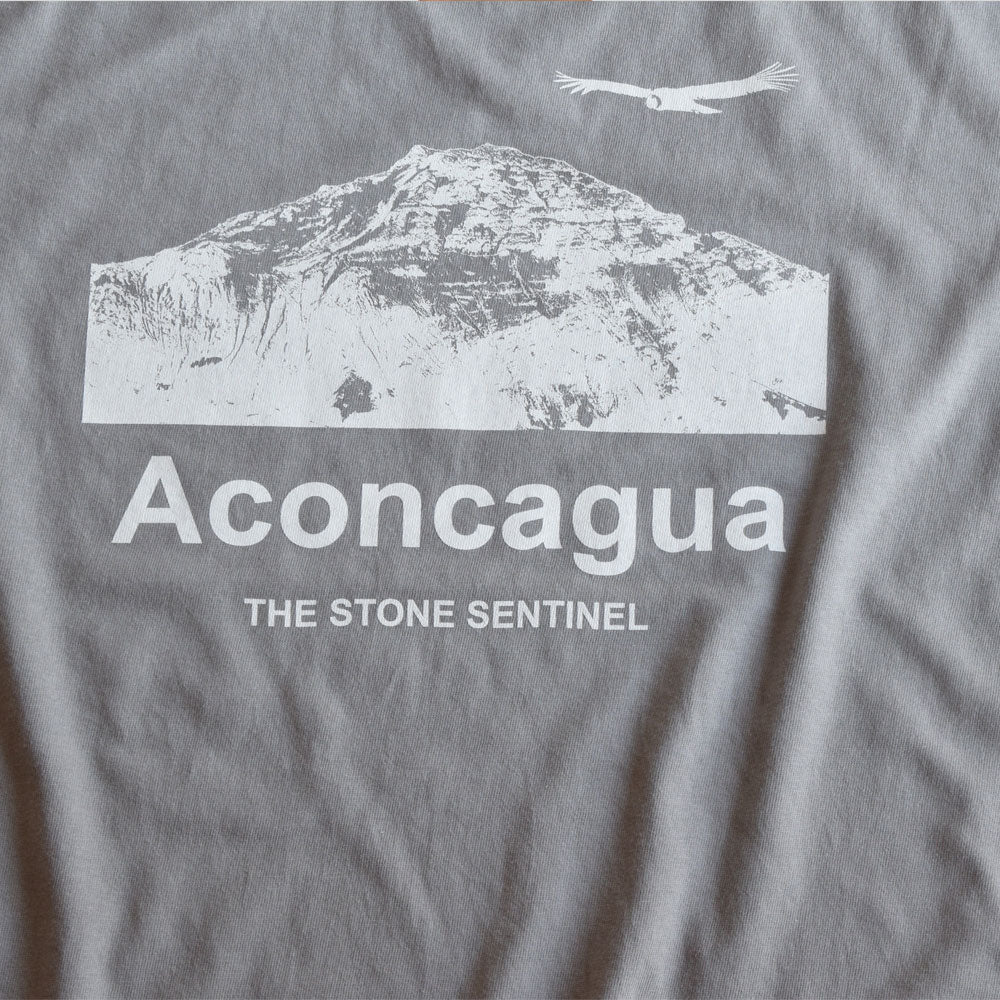 Short-sleeved T-shirt, 100% cotton, mountain print, slightly thick, 5.6oz, Aconcagua