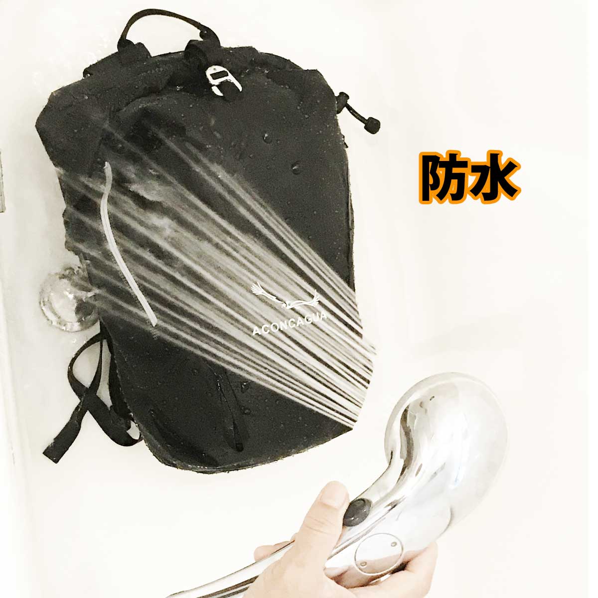 Iguazu イグアス ブラック 超軽量 450g 完全防水 リュックサック 23L~30L 容量調節可 ロールトップ 防水ジッパーポケット プールバッグ アコンカグア