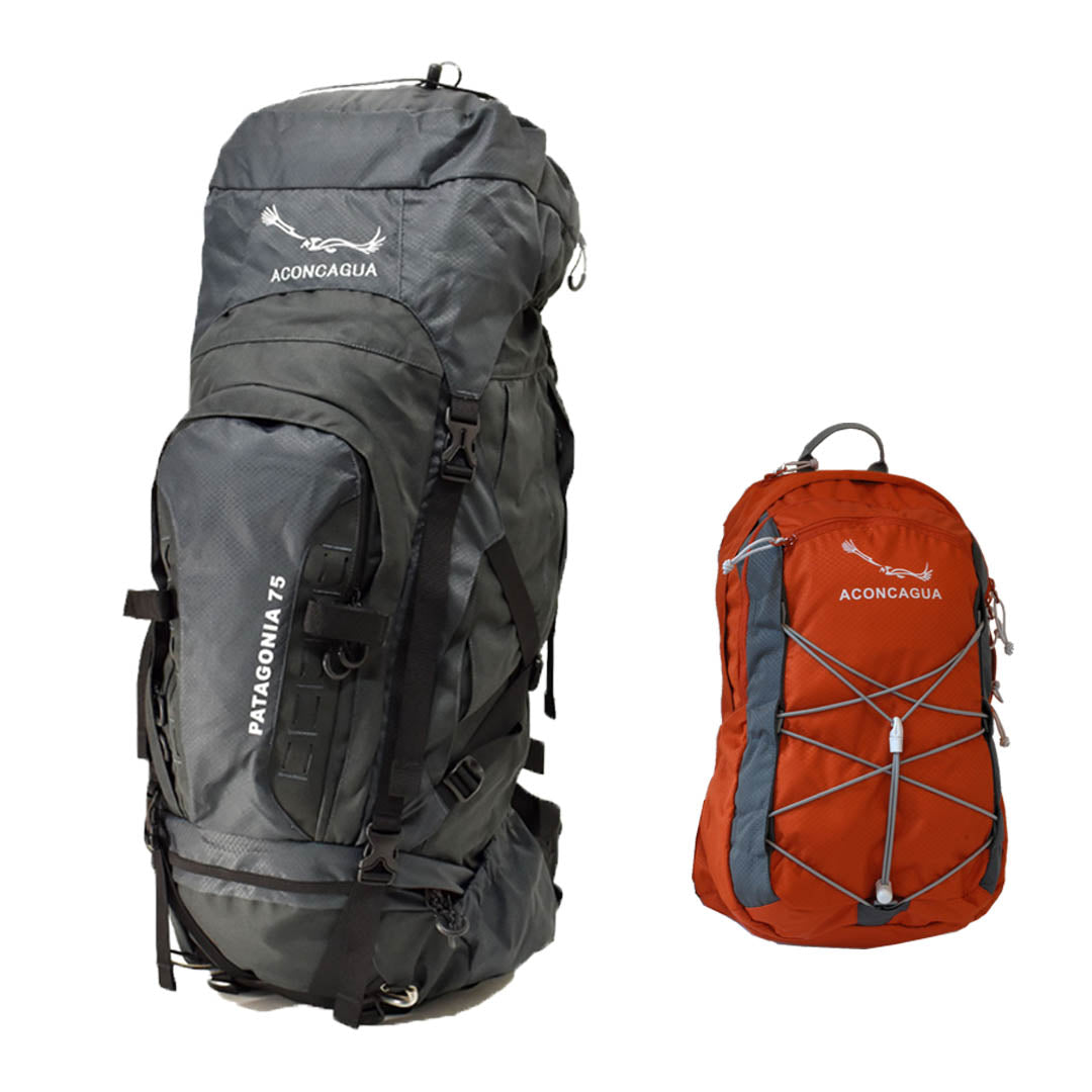 Aconcagua  65L と小さいリュックサックのセット 登山用 旅行用 避難準備