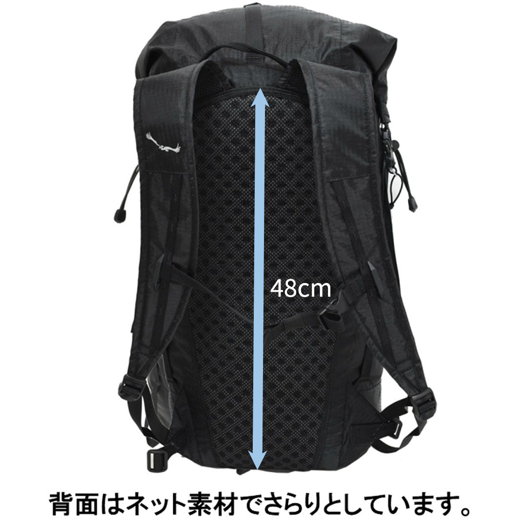 Iguazu Black Ultra Lightweight 450g Fully Waterproof Backpack 23L~30L Adjustable Capacity Roll Top Waterproof Zipper Pocket Pool Bag Aconcagua